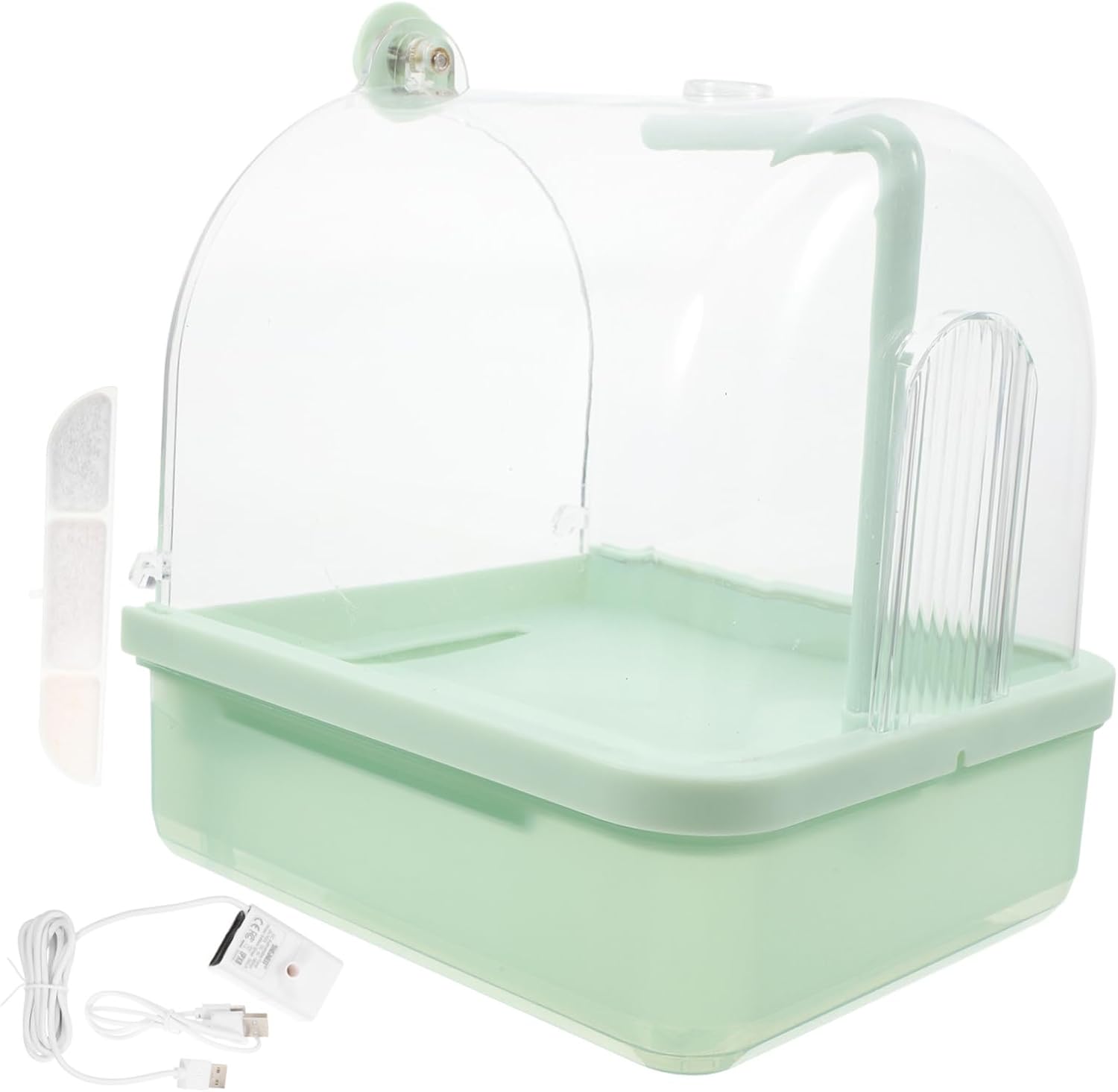 POPETPOP Automatic Bird Bath Tub Rotating Faucet for Parrots Parakeets Bird Bath Toys Cages