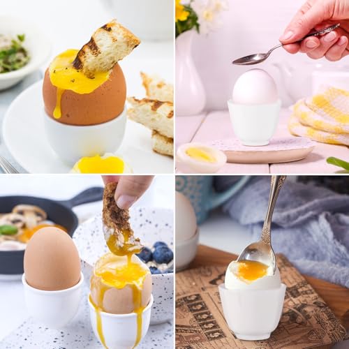 BOUTICOL 6er Set Porzellan Eierbecher Weiße EierStänder für Frühstückstische 5 x 4,3CM Porzellan-Eierhalter Stapelbar Frühstück Gekochtes Kochwerkzeug – Bild 8