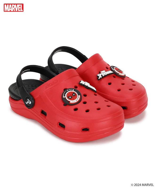 Image of PARAGON Marvel Spiderman EVMK8013K Kids' Casual Clogs | Stylish Clogs for Kids with Durable Sole, Cushioned Foot Support & Sturdy Build | Ideal for Outdoor Use
