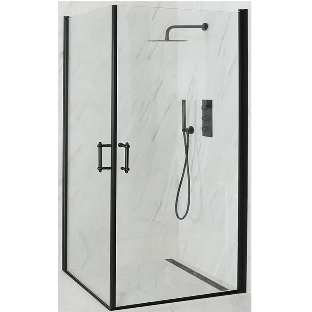 Milano Black Langley Corner Double Hinged Door Shower Enclosure - 700Mm X 700Mm