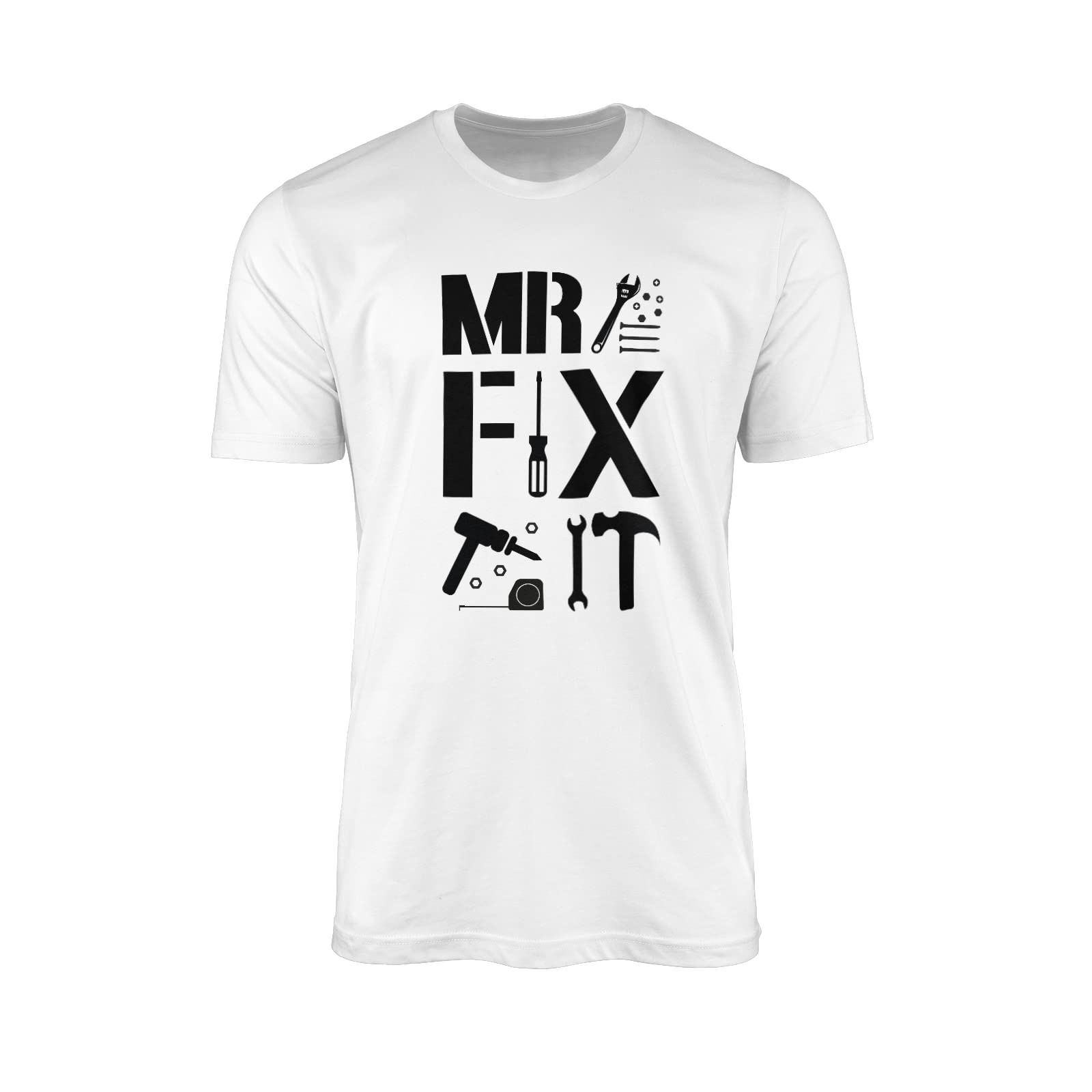 Mr Fix It T-Shirt Top Tee - Birthday Father's Day Dad Daddy Father DIY Handyman Plumber Plasterer Builder Electrician Tools Mens Fashion Clothing Gift Present (2XL, White)