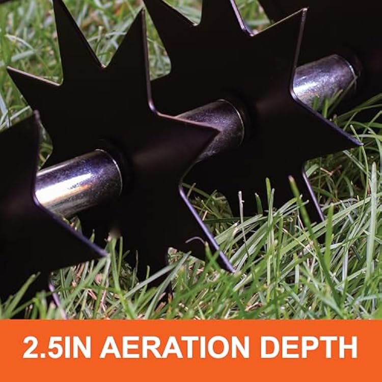 Agri-Fab 45-0365 Push Spike Aerator, 16 Inch Walk Behind Lawn Aerator with 5 Aerating Spikes and 7-Inch Spikes, Steel Weight Tray, 2-1/2 Inches Aeration Depth, for Lawn Care Maintenance