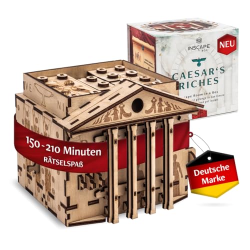 INSCAPE Caesar´s Riches - Rätselbox Holz - Puzzle Box - Escape Room Spiel Erwachsene und Kinder - Knobelspiele für Erwachsene - 3D Holzpuzzle - Cluebox - Denkspiele