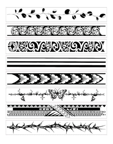 OUDQFCJ 8 Hojas de Tatuajes Temporales, Tatuajes Falsos Tribal, Estilo ig, Tatuajes Negros para Mujeres y Hombres (Negro)