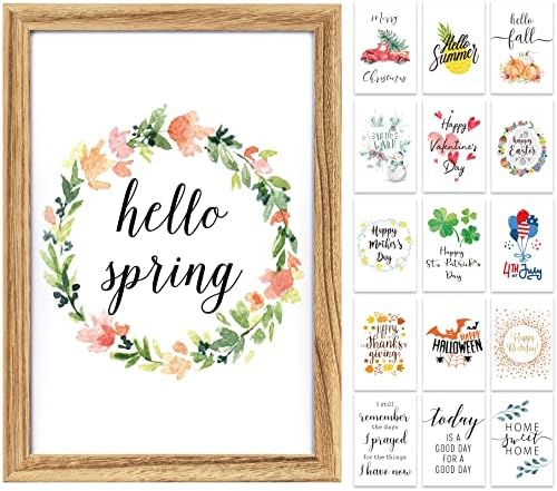 Farmhouse Wall Decor Sign For Spring Decoration For The Home With 16 Interchangeable Holiday Sayings Rustic Home Decor Living Room Summer Kitchen Decor11x16” Picture Frame Housewarming Gifts New Home