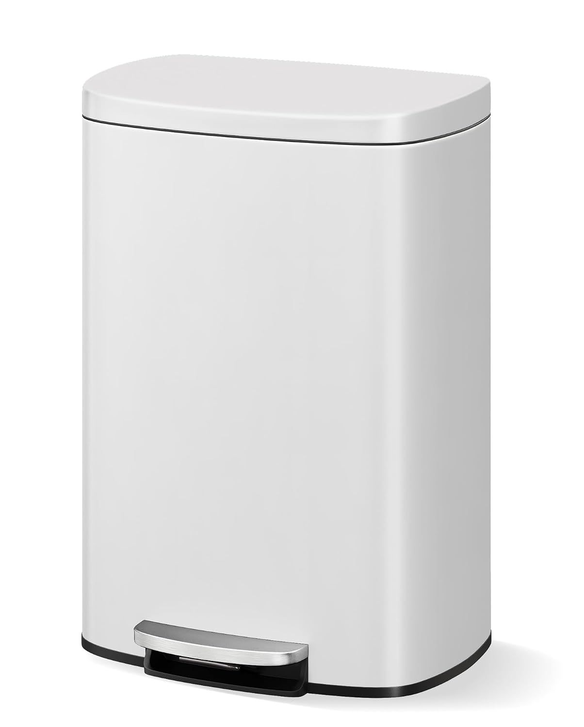 PrecisionAuto 13 Gal / 50 L Kitchen Trash Can, Large Rustproof Garbage Can with Inner Bucket and Soft Close Lid, Step-on Trash Bin for Kitchen Bathroom Office, Black