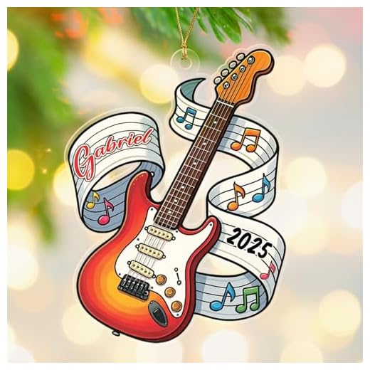 Adorno en forma de guitarra eléctrica, regalo para profesores, estudiantes, guitarristas, guitarras eléctricas, recuerdo de Navidad, adornos de instrumentos musicales personalizados para Año Nuevo