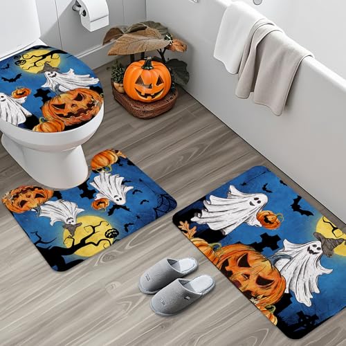 pinata Halloween Shower Curtain Set, Halloween Bathroom Set 4, Bathroom Decor Sets with Shower Curtain and Rugs Accessories, Ghost Curtains for Bath Decor4