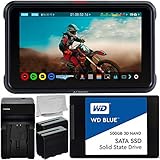 Atomos Ninja V 5' 4K HDMI Recording Monitor with WD Blue 500GB Sata SSD Essential Bundle – Includes: 2X Rechargeable Lithium-Ion Battery + Battery Charger + Microfiber Cleaning Cloth