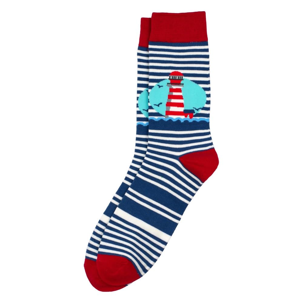 Joe Cool Blue Socks Cotton & Spandex Gents Lighthouse Stripe By