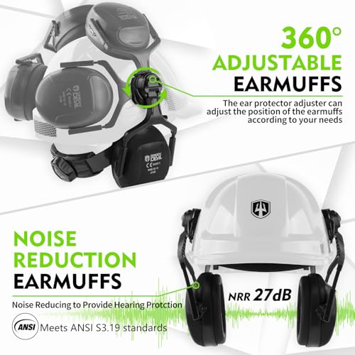 GREEN DEVIL Chainsaw Safety Protective Helmet Forestry Helmet with Build-in Visor Mesh Face Shield Ear Muffs 4 in 1 Ideal for Arborist Tree Work DIY Outdoor Logging Hard hat