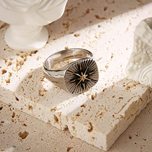 HZMAN Viking Nautical Compass Ring for Men Stainless Steel Vintage Pirate Sailor Amulet Ring Jewelry Gift2