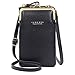 HNOOM Petit Sac Bandoulière Femme, Petits Sacs pour Téléphone, Mini Cuir Sac de Téléphone Portable avec Fentes pour Cartes de Sangle (Noir-1)
