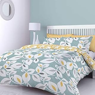 Catherine Lansfield Inga Leaf Easy Care, Single Duvet Set, Teal
