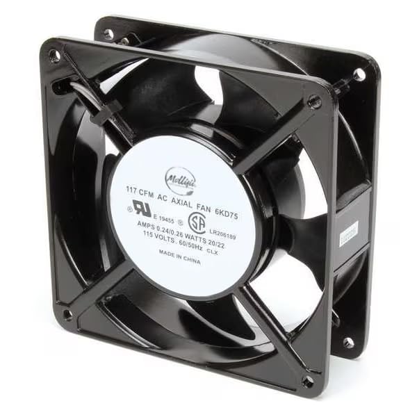 Axial Fan, Square, 115V AC, 1 Phase, 117 cfm, 4 11/16 in W., Mfr: 6KD75-A