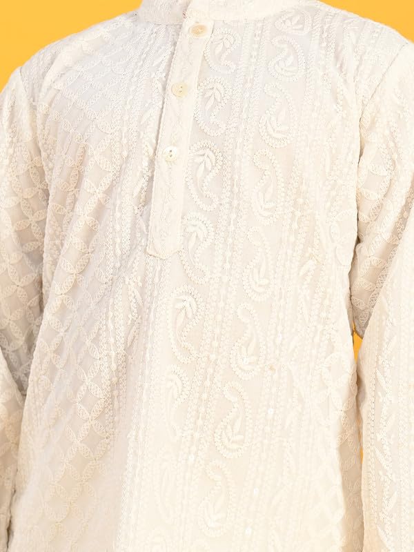Image of Saka Designs Boy's Embroidered Kurta & Pyjamas - Red