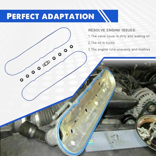 Image of Valve Cover Gasket Set fit for Chevy Silverado, Suburban, Tahoe, Trailblazer, GMC Sierra, Yukon, Envoy, Cadillac Escalade, for 4.8L 5.3L 6.0L 6.2L Ls, 12637683 VS50504R1