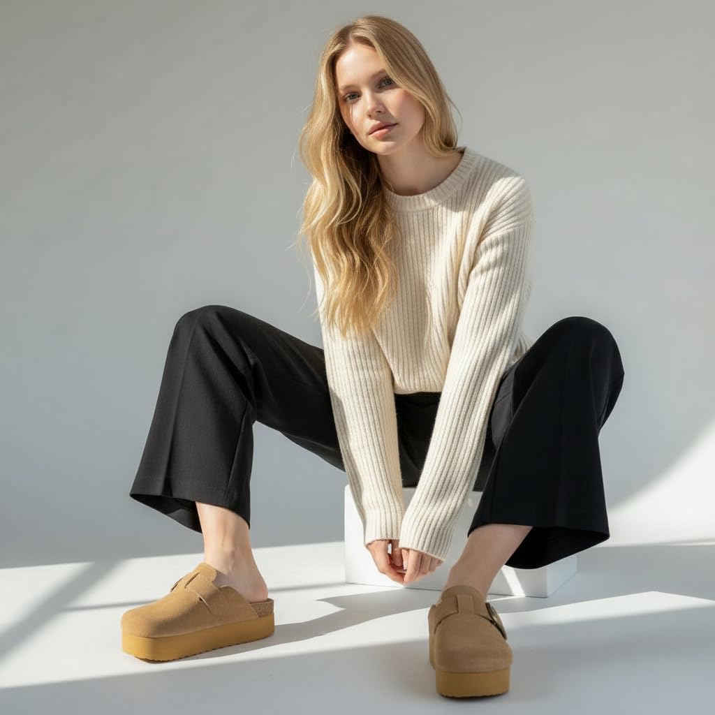 CUSHIONAIRE Women's Granola *Previous Buckle Issue Fixed* Genuine Suede Cork Footbed Platform Clog, +Comfort, Wide Widths Available - Image 3