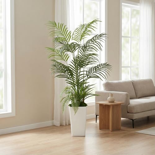 4’11” (150 cm) Areca Palm Artificial Tree with Tall White Pot, Grass & Moss – Lifelike Natural Look, Maintenance-Free Indoor & Outdoor Plant for Home, Office, Balcony & Patio by BOUNTIFUL BOUGHS - Used condition - US$54.58