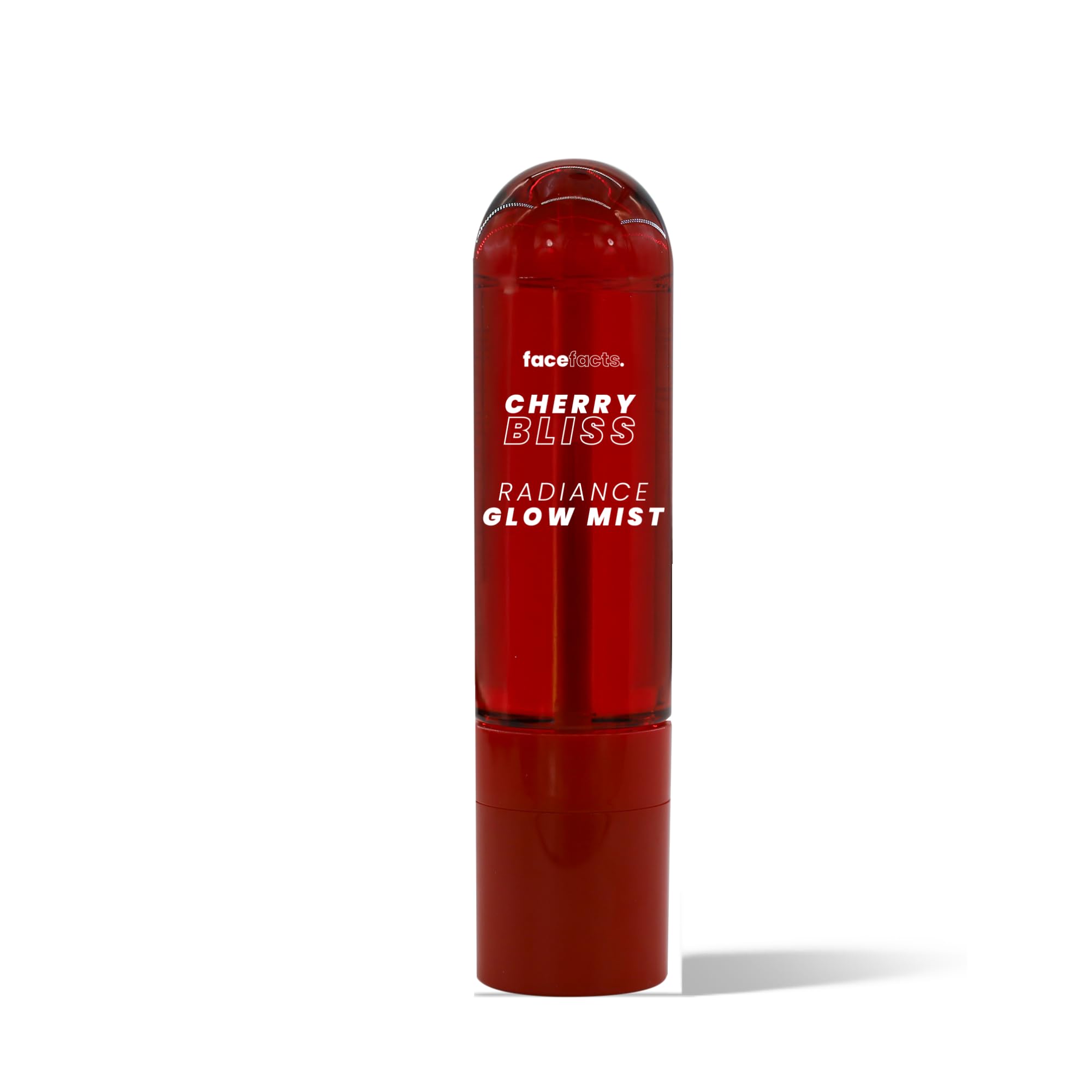 Face Facts Cherry Bliss Radiance Glow Mist. Hydrating hyaluronic acid, cooling cucumber extract replenishes tired skin, leaves complexion dewy, radiant and refreshed. 80ml