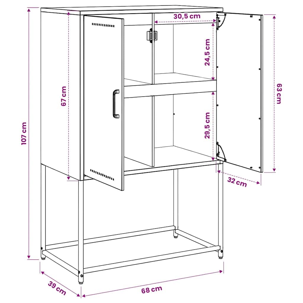 vidaXL Szafka, biała, 68,5x38,5x107 cm, stal