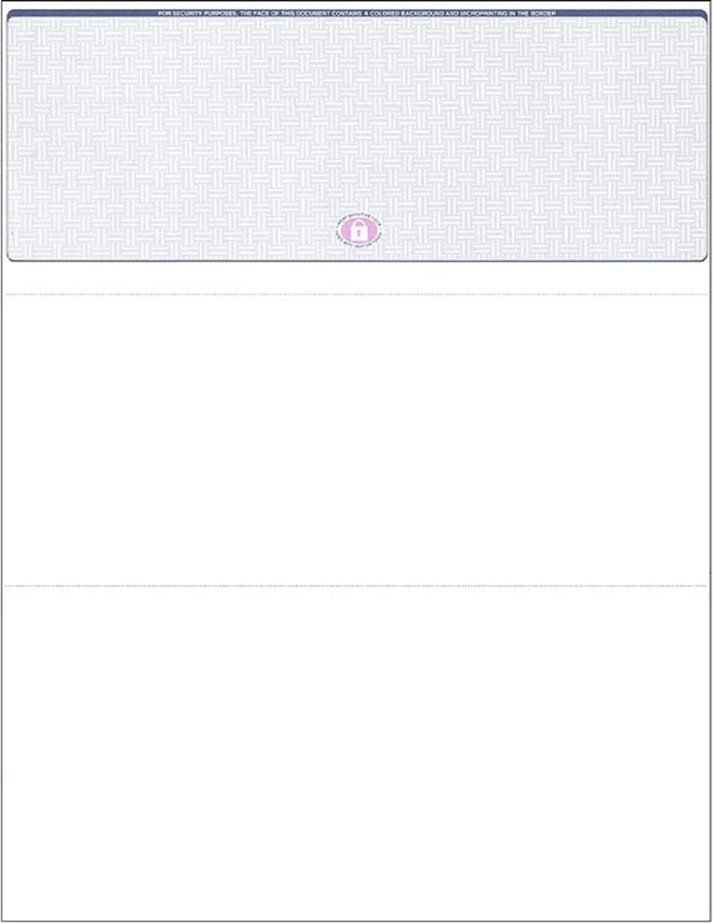 250 Blank High Security Check Paper Compatible with QuickBooks and Versa Check - Computer Checks for Business or Personal Use - Blank Check on Top Perforated Vouchers on Bottom - Blue Basketweave
