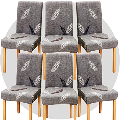TOMMO Dining Room Chair Covers Set of 6, Stretch Removable Washable Spandex Dining Chair Slipcovers Protectors