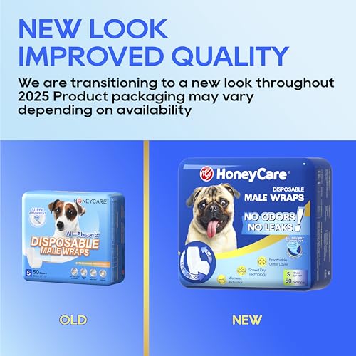 HONEY CARE All-Absorb A26 Male Dog Wrap, 50 Count, Small