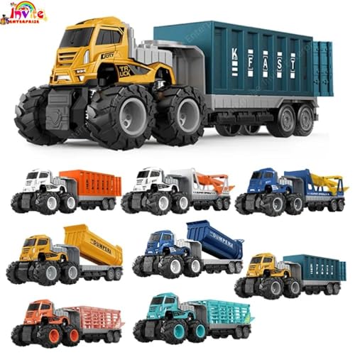 Image of 1:43 Metal Toys Alloy Diecast Truck Set Toy, Diecast Miniature Car Model (Pack Of 1) (Logistic Truck),Assorted