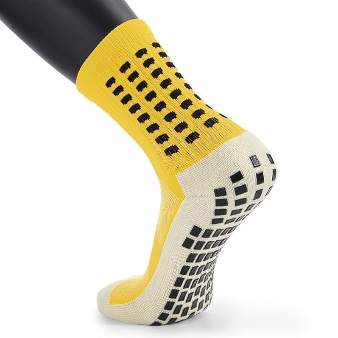 Image of Anti Slip Athletic Socks for Men | Pack of 3 Non Slip Grip Dotted Socks for Football, Running, Gym, Cycling & Outdoor Sports | Comfortable Cotton Ankle Socks