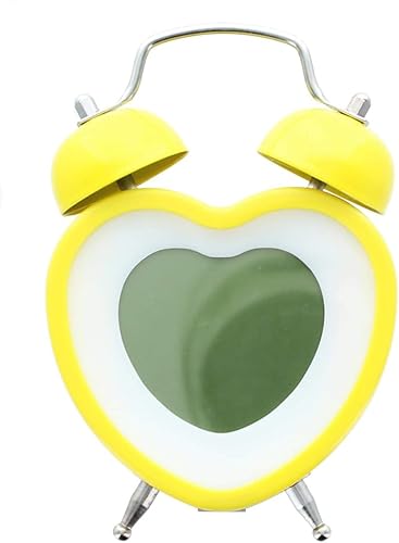 Reloj despertador digital de campana gemela en forma de corazón, azul