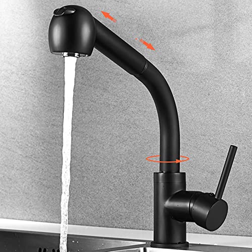 Robinet de cuisine avec douchette en laiton mitigeur design noir design - 5