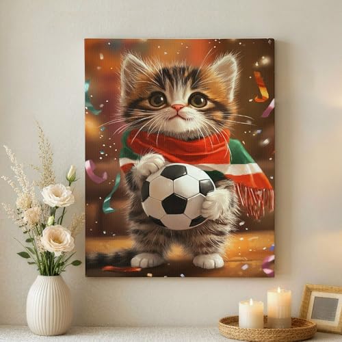 Chat de football impression sur toile, cadeau amusant pour chambre d'ado