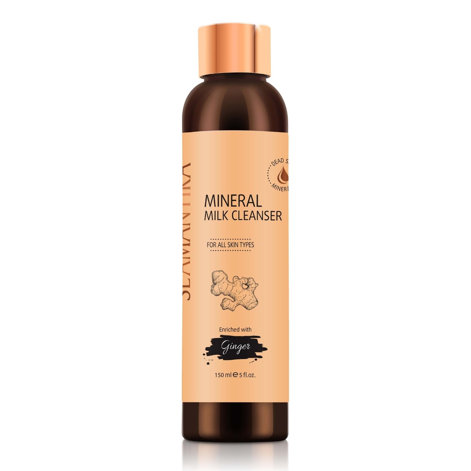 SEAMANTIKA - Leche Limpiadora Mineral con Extracto de Jengibre - Desmaquillante Suave e Hidratante - Apta para Todo Tipo de Piel - Sin Parabenos, Sulfatos, Siliconas, Aceites Minerales - 150 ml
