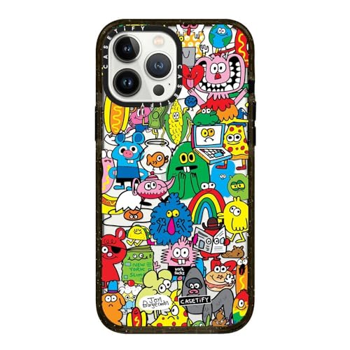 CASETiFY �C���p�N�g�P�[�X iPhone 13 Pro Max - Fun Friends By Jon Burgerman - �N���A �u���b�N