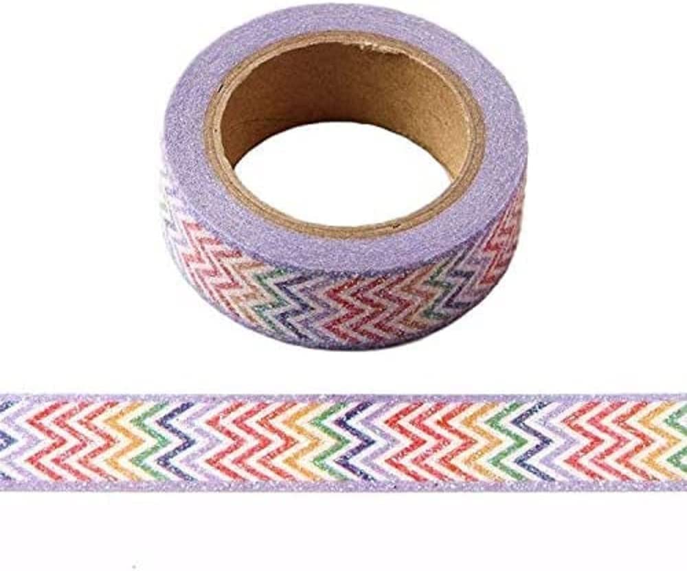 Syntego Multi Colourful Colour Rainbow Glitter Washi Tape Masking Self Adhesive Trim 15Mm X 3 Meters (2)