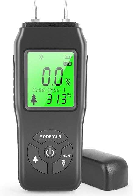 Electric Digital Moisture Meter 2 Pin Precision Moisture Tester with LCD Display Water Leak Damp Detector Portable Humidity Tester for Wood Logs Firewood Hardwood Electric Digital Moisture Meter