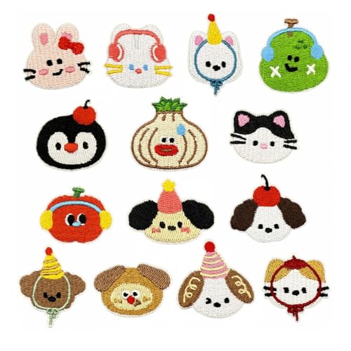 14PCS Cute Dogs and Kitten Iron on Patches,Embroidered...