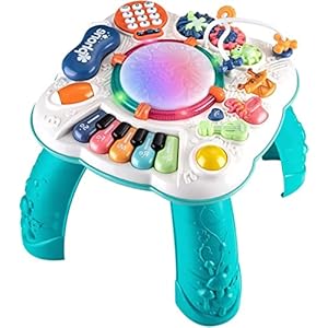 Baby Activity Table, 11 in 1 Early Learning Educational Baby Toy, Musical Sensory Toys for Baby 6 to 12 Months 1 2 3 Years Old Boys and Girls, Birthday Gift with Light and Sound 30×30×29cm, Blue