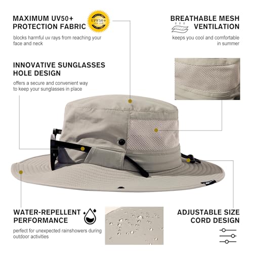 Image of TOP-EX UVCoolix Men's Wide Brim Sun Hat with Cooling Neck Flap | UPF 50+ UV protection sunglass lock waterproof packable windproof for fishing hiking safari