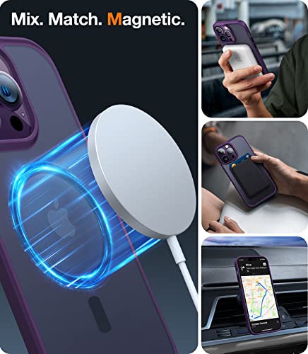 Image of TORRAS Translucent Glass Magnetic Guardian Designed For Iphone 14 Pro Max Case [Military Grade Drop Tested] [Compatible With Magsafe] Slim Translucent Matte Case 6.7 inch, Deep Purple