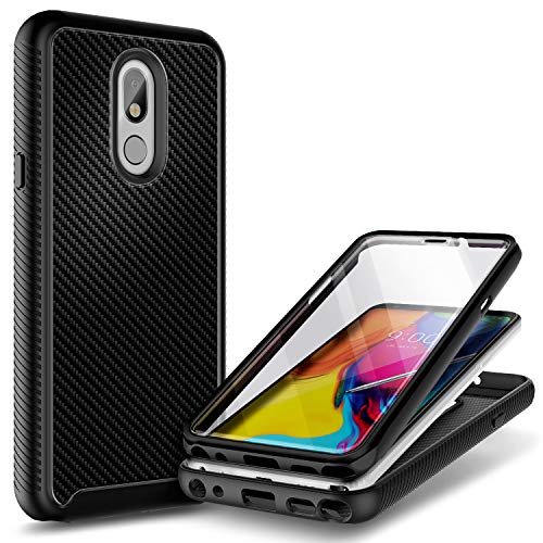 E-Began Case Compatible for LG Stylo 5 with [Built-in Screen Protector], LG Stylo 5V/Stylo 5X/Stylo 5 Plus, Full-Body Protective Rugged Bumper Cover, Shockproof Impact Resist Case -Carbon Fiber