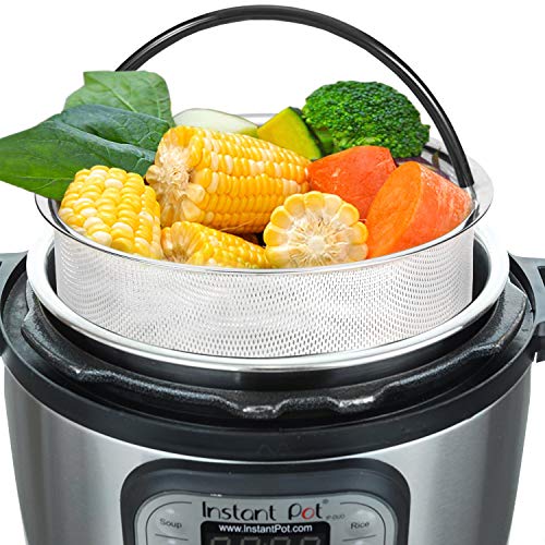 Steamer Basket for Instant Pot 8qt 6 Quart Available 18/8 Stainless Steel Insert Pressure Cooker Accessories Egg Vegetable Meat Silicone Handle Dishwasher Safe - Thumbnail 3