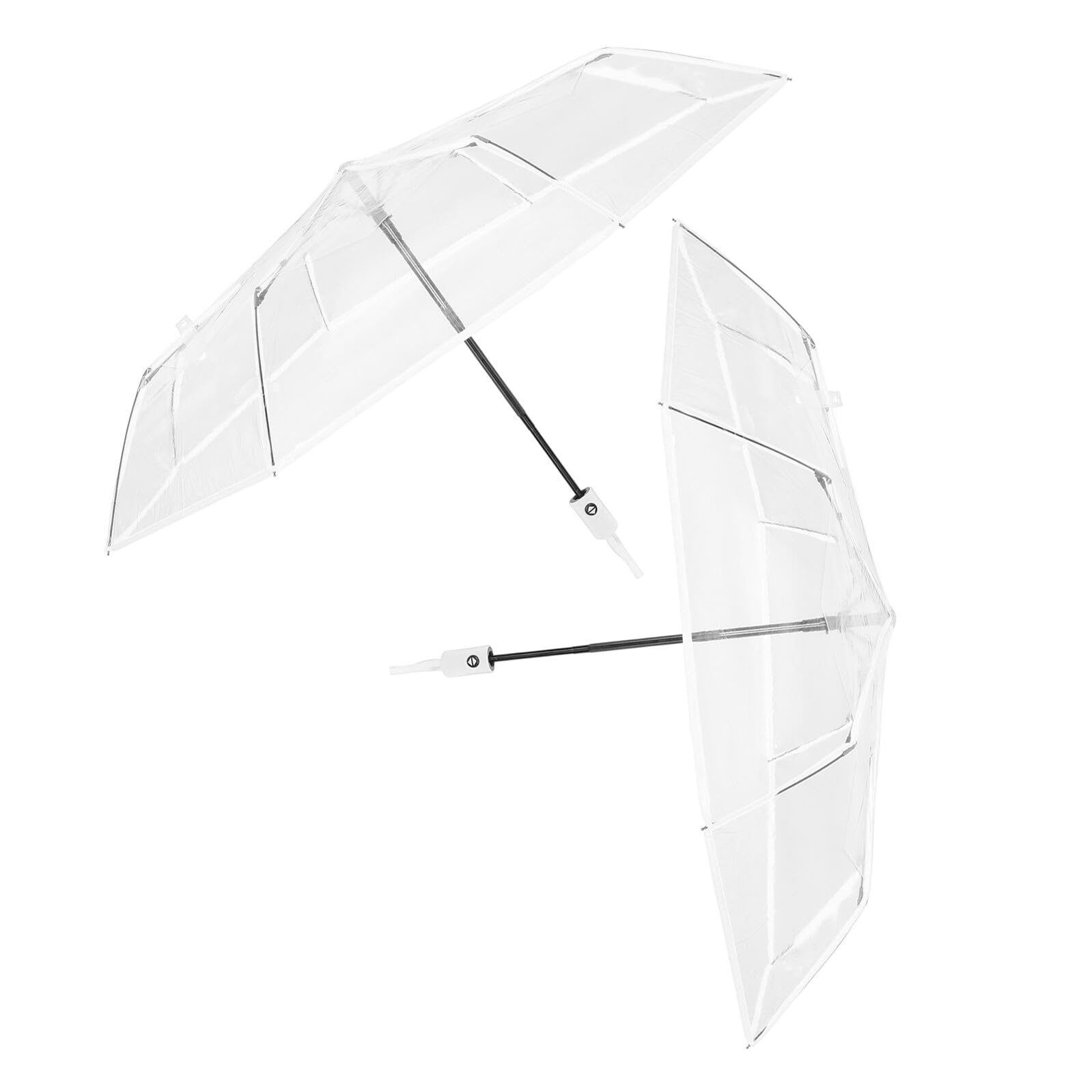 Paraguas Plegable Automático Transparente de Plástico para Adultos y Mujeres, Resistente y Compacto, Adecuado para Viajes y Desplazamientos Diarios, Pack de 2 Unidades