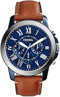 FOSSIL Mens Watch Grant, 44mm case size, Quartz Chronograph movement, Genuine Leather strap