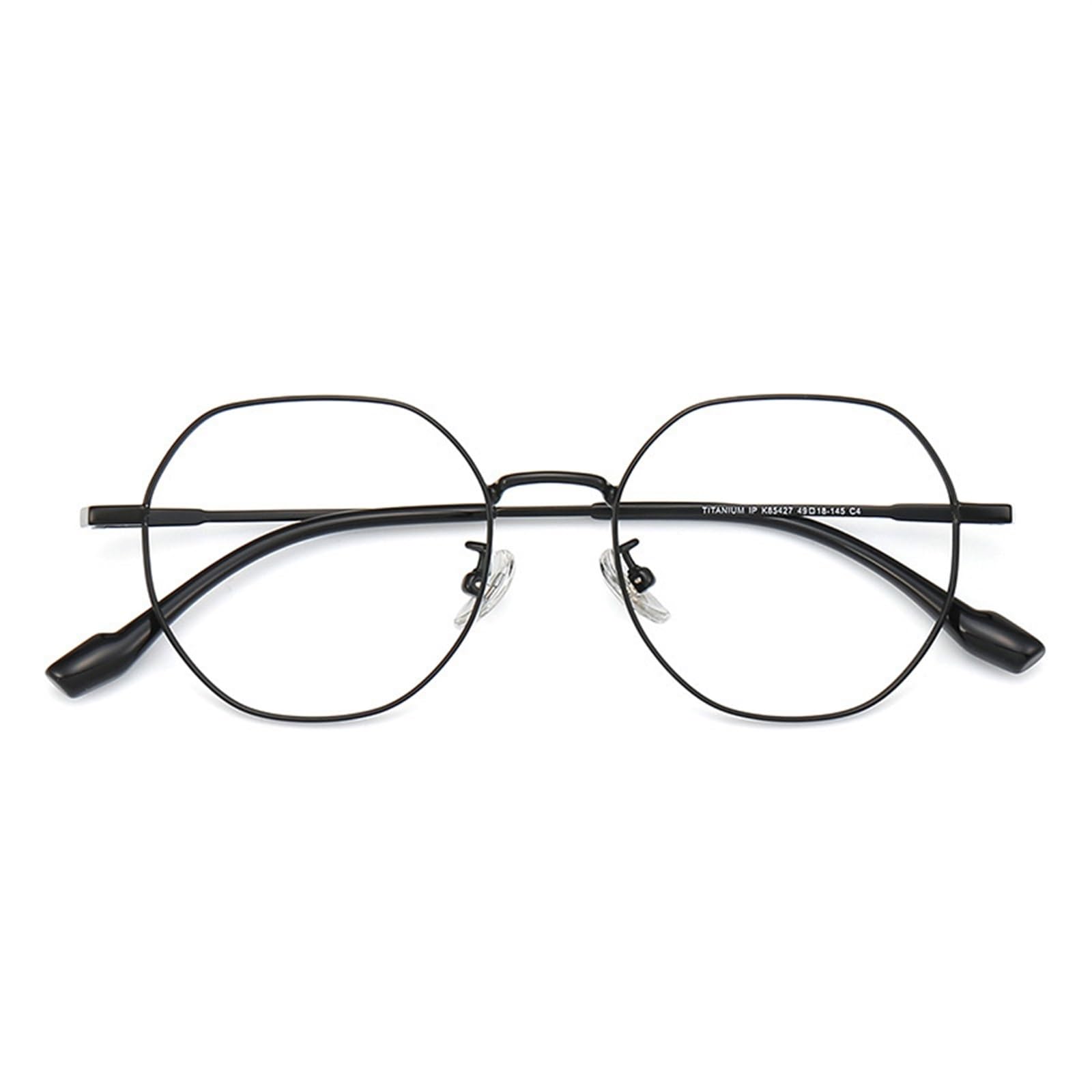 Montura óptica femenina Gafas ópticas poligonales de titanio semibrillante for mujer con montura grande