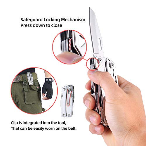 INONE Luster Multi Tool for Survival, Camping, Fishing, Hunting, Outdoor Pocket Knife Multitool