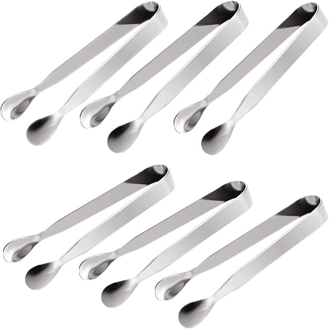 6 Pack Mini Sugar Tongs Stainless Steel Ice Tongs Small Serving Tongs Multi-Purpose Appetizers Tongs for Tea Party Coffee Bar Kitchen by RuiChy