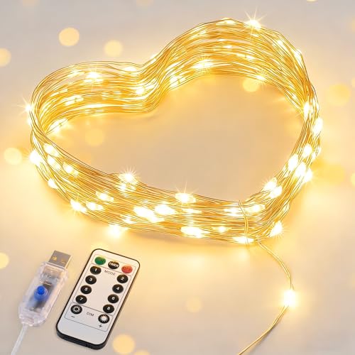 JMEXSUSS USB Fairy Lights for Bedroom, 33ft 100 LED...