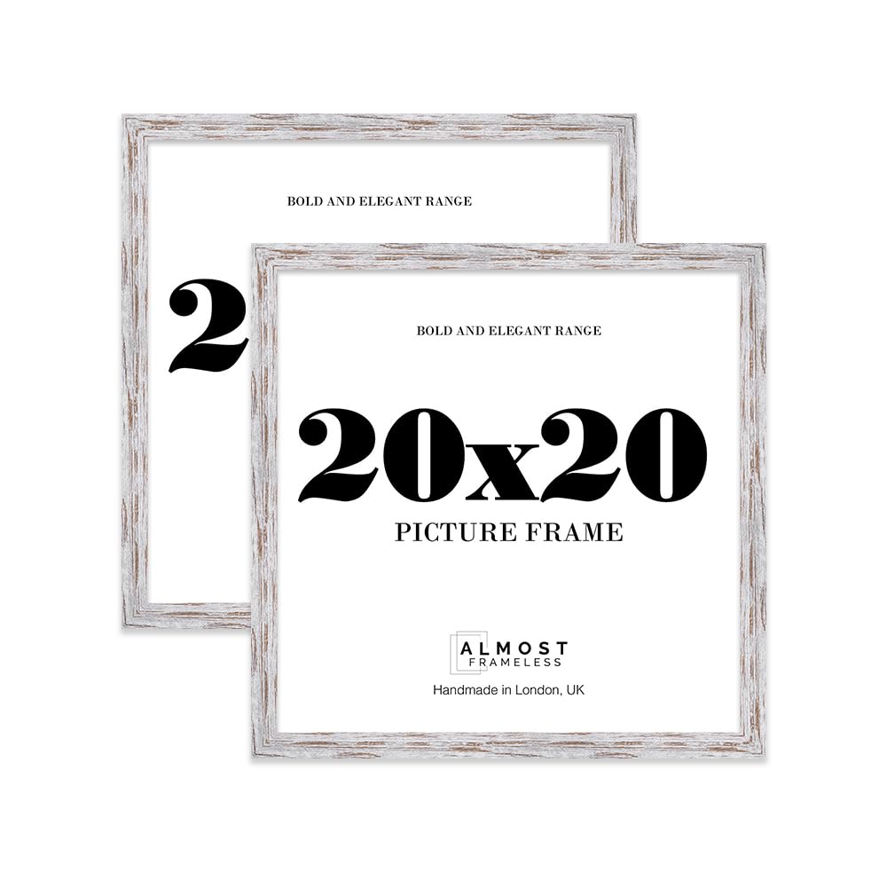 20x20 Photo Frame, Display 20x20 Pictures (22.9 x 15.2cm) Picture Frame for wall Display - Distressed Wood - 2 Pack